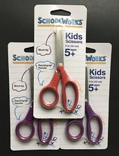 Schoolworks Beginner Kids Blunt-Tip Scissors Purple Red Squishgrip 5 Set of 3