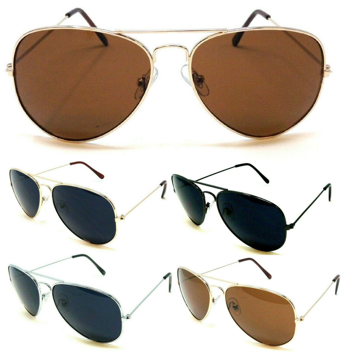 CLASSIC PILOT AVIATOR SUNGLASSES CASUAL TOP GUN POLICE OFFICER COP RETRO  VTG 80S - Main Image