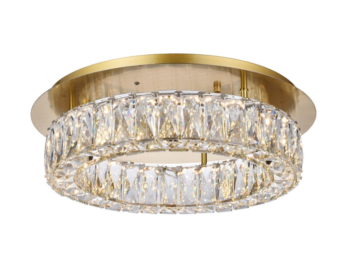 フルセット30 Elegant Lighting MONROE FLUSH MOUNT CRYSTAL & BRASS Light