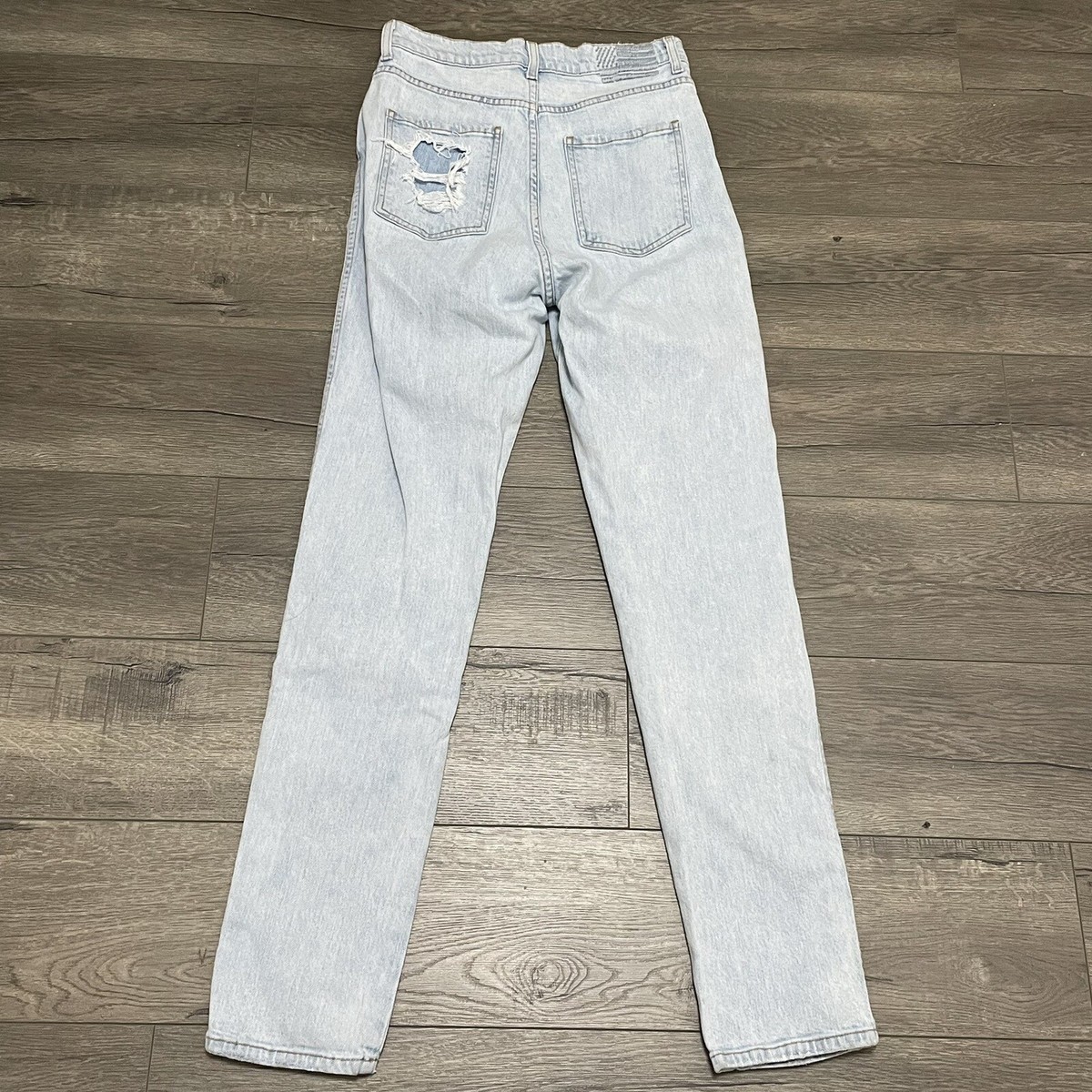 Revice Uptown Stardust High Waisted Mom Jeans Distressed Sz 29 Light Wash