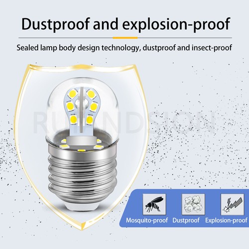 Ruiandsion E27 Vite LED Lampadina Frigorifero Luce da Tavolo 85-265V Bianco - Foto 5 di 8