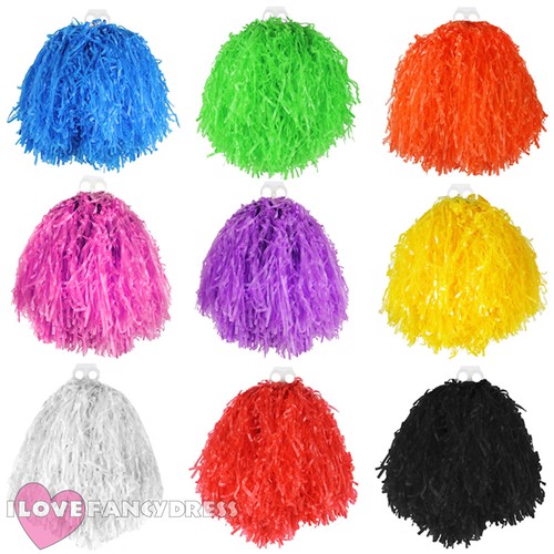 PAR DE AGITADORES GRANDES POM POMS PARA ANIMADORAS DE COLORES DE 10" EE. UU. ESCUELA DE BAILE DEPORTIVO - Imagen 1 de 12
