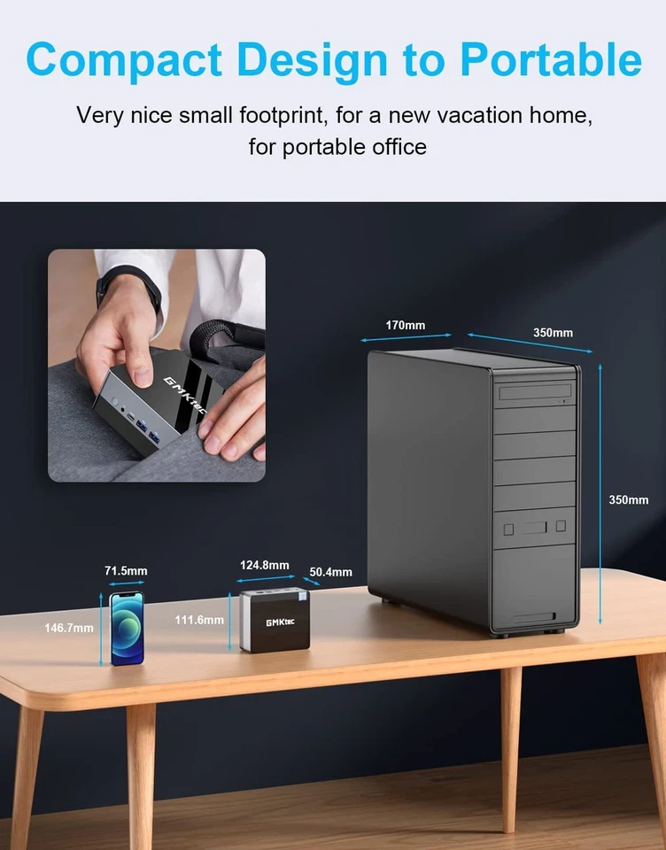 Brand New - GMKtec Mini PC Windows 11 Pro Intel i5-8279U 8GB DDR4 RAM 256G SSD  - Image 3 of 4