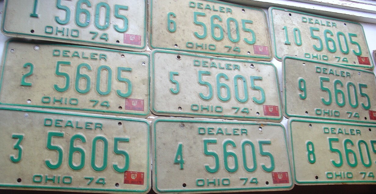 Vintage 1974 Ohio Dealer License Plate Lot Sequenced Numbers 110 No 7 eBay