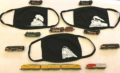 !00% Cotton Face Mask with Train silhouette Black or White