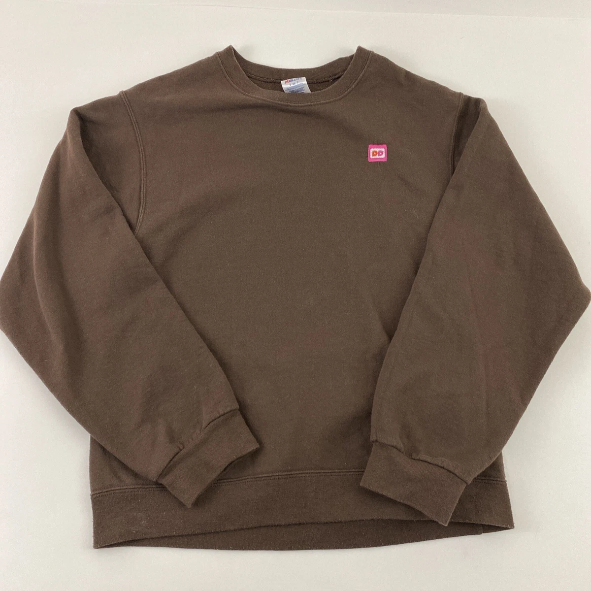 Vintage 90s Y2K Dunkin Donuts Brown Employee Crewneck Sweatshirt Size Small