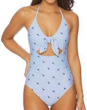  110 Splendid Light Blue Paradise Palm Cutout One Piece Swimsuit Small pjl1722