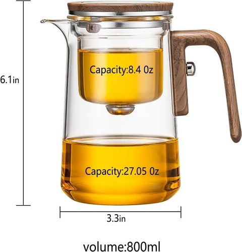 Enchanting 800ml Glass Teapot with Magnetic Filter for Loose Leaf Tea Lovers - Picture 8 of 9