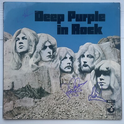 SIGNIERTES DEEP PURPLE IAN GILLAN ROGER GLOVER IAN PAICE IM ROCK VINYL ALBUM SELTEN