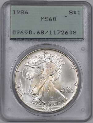 1986 American Silver Eagle (Early PCGS Rattler) Rare Rattler / S$1 ...