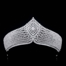 Luxury All CZ Cubic Zirconia Classical Queen Wedding Pageant Prom Tiara Crown