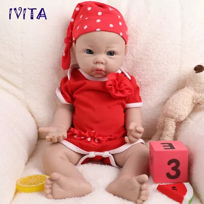 IVITA 17" Lifelike Girl Newborn Reborn Baby Full Body Silicone Doll Xmas Gifts