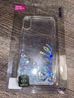 Claire's iPhone XR glitter Water Star Silver smile Clear phone