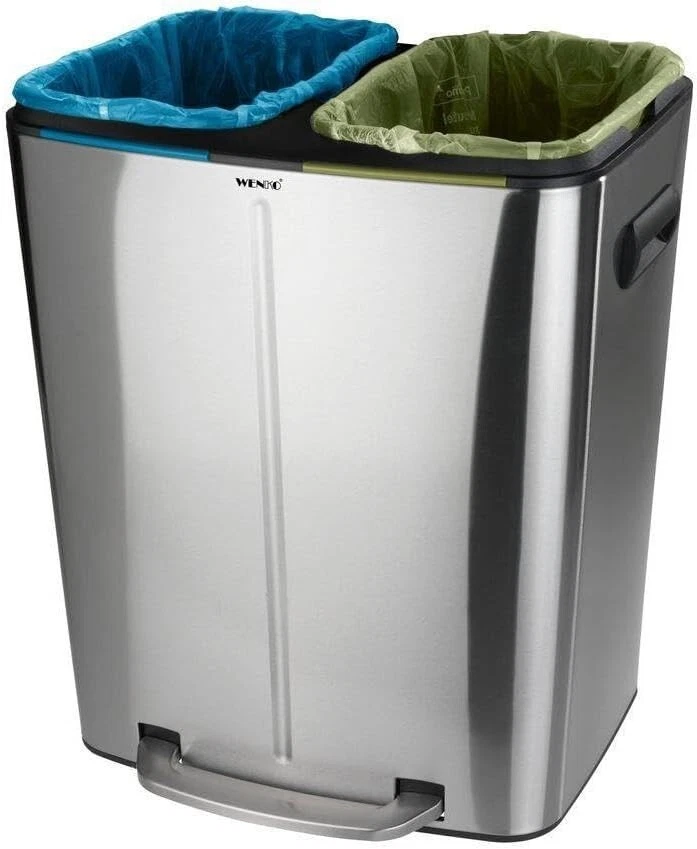 WENKO Kosmetik Tret Müll Eimer PRIMO 2x 20L mit Absenkautomatik Edelstahl Abfall - Bild 2 von 3