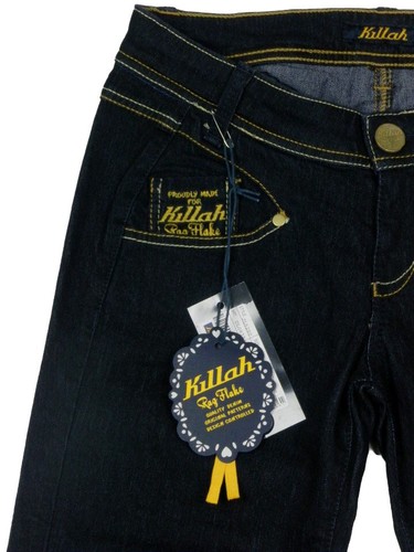Jeans donna KILLAH Eke W 31 IT 44 Blu scuro Denim Elasticizzato Vita Bassa Slim - Picture 3 of 3