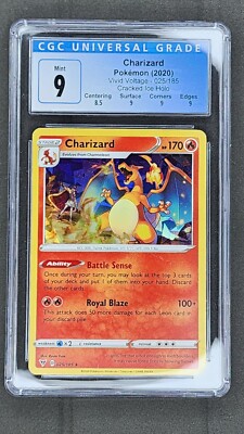 Pokemon Vivid Voltage Charizard Cracked Ice Holo 025/185 CGC 9