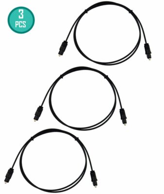 3 Pcs 3Ft Toslink Optical Fiber Optic Male SPDIF Digital Audio Cord Gold Cable