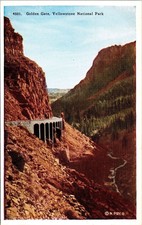 Golden Gate Yellowstone National Park Bunsen Park Terrace Mnt Postcard UNP VTG