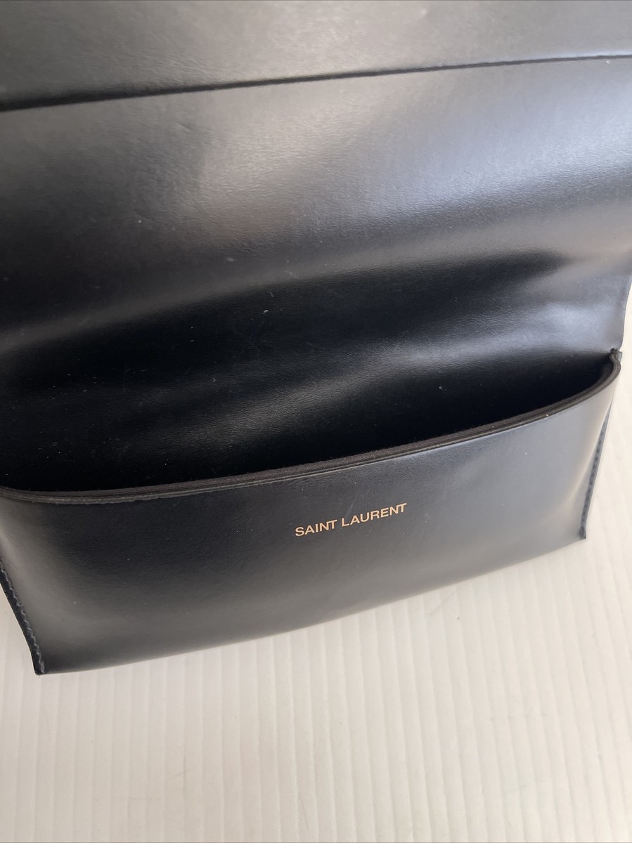 SAINT LAURENT ブラックレザー ケース NEW YSL SAINT LAURENT EYEGLASSES SUNGLASSES AUTHENTIC LEATHER