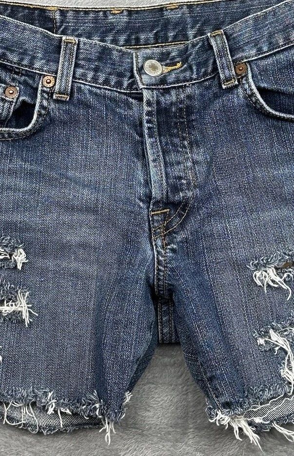 VTG Lucky Brand Gene Montesano Shorts Womens 4/27 Blue Denim Cutoff Distressed - Image 3 of 4