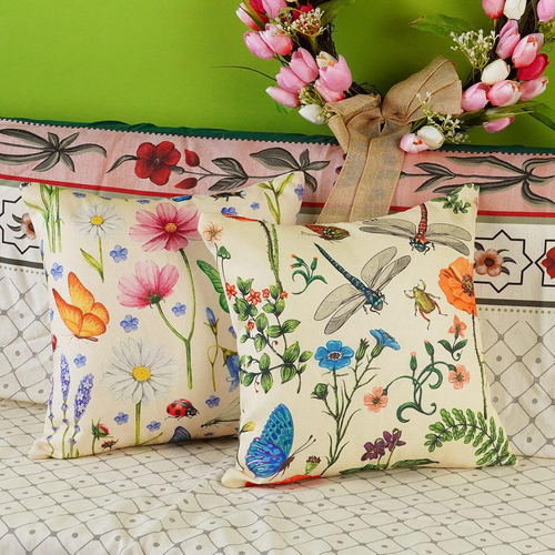 ONWAY Outdoor Waterproof Spring Summer Pillow Covers 16X16 Inch Set of 4 Floral - Picture 6 of 12