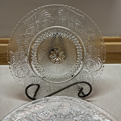 Set of 6 Elegant Cut Glass  Dessert Plates 8 Inch Diameter