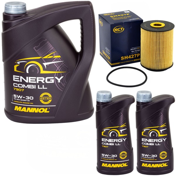 MotoröL Set Mannol Energy Combi Ll 5W-30 7 Liter + ÖLfilter FüR Porsche Vw Lt-image