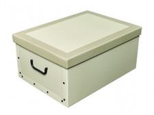 Dekokarton Dekobox mit Deckel Geschenkkarton creme beige 37x51x24 cm