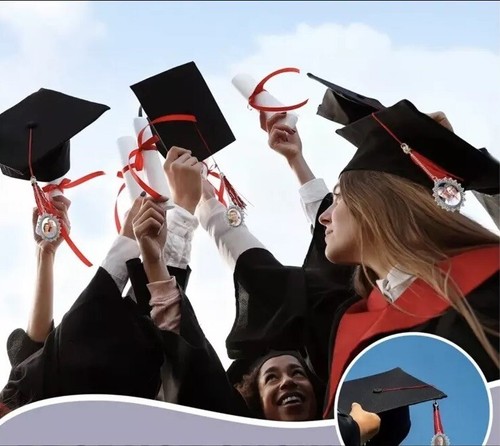 Gorra de Graduación Borla Foto Dije Decoración Ovalado Tono Plata Nuevo Regalo *1 Dije* - Imagen 5 de 15