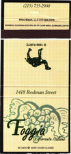 Pittsburgh Pennsylvania Foggia Italian Restaurant Vintage Matchbook Cover