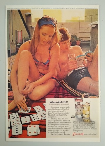 1972 Smirnoff Vodka Vintage Original Print Ad - Adams Apple - Bild 2 von 2