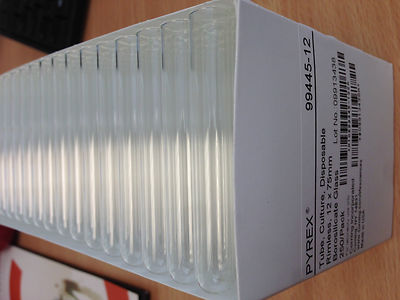 100 x Glas Reagenzgläser - Pyrex - 12 mm x 75 mm - Röhrchen mit Druckkappe - UK VERKÄUFER