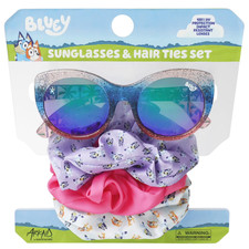 NEW Bluey Girls Sunglasses Scrunchies Set Pink UV400 Cat Eye Kids Summer Sun