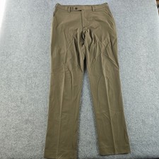 Uniqlo Kando Flat Front Dress Pants Mens 32x33 Olive Green Trousers Chinos
