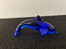 Dark Blue Dolphin Crystal Daum