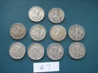 US Walking Liberty Half Dollar  - 10 coins as pictured - $5 Face Value Lot #7