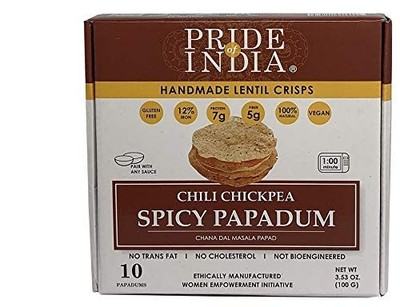 - Spicy Chickpea Masala Papadum Lentil Crisp, Pack of 6-10 count Box (3.53oz ...