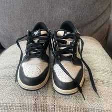 Nike Dunk Low GS Black/White Leather Low Top Sneakers Kids 7Y CW1590-100