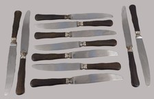 Lot 11 couteaux de table ancien 25cm manche ébène lame inox fin XIX Napoléon III