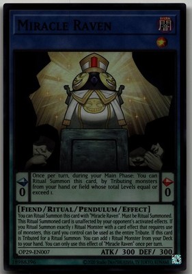Miracle Raven Super Rare OTS Tournament Pack 29 OP29-EN007 LP