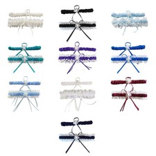 2Pcs Elastic Wedding Garters Set Lace and Bows Wedding Leg Garters Accessory