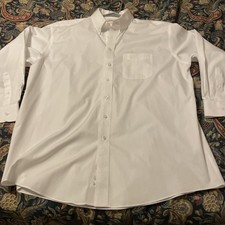 Roundtree Yorke Gold Label White Dress Shirt Mens Cotton Long Sleeve Stained