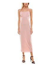 ULTRA FLIRT Womens Midi Dress Pink Square Back Pull-over Styling Juniors XS