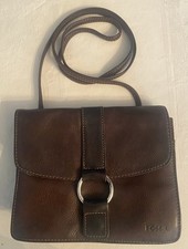 Vintage Fossil Brown Leather Crossbody Organizer Purse Boho Cowgirl Festival