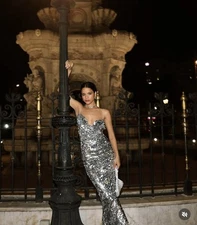 ZARA NWT WOMAN SEQUIN MIDI DRESS SILVER | 4813/837 ALL SIZES