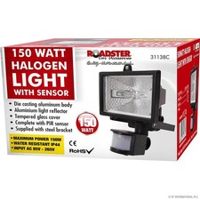 HALOGEN FLOODLIGHT WITH SENSOR PIR OUTDOOR GARDEN LIGHT MOTION ACTIVATED 150W UK