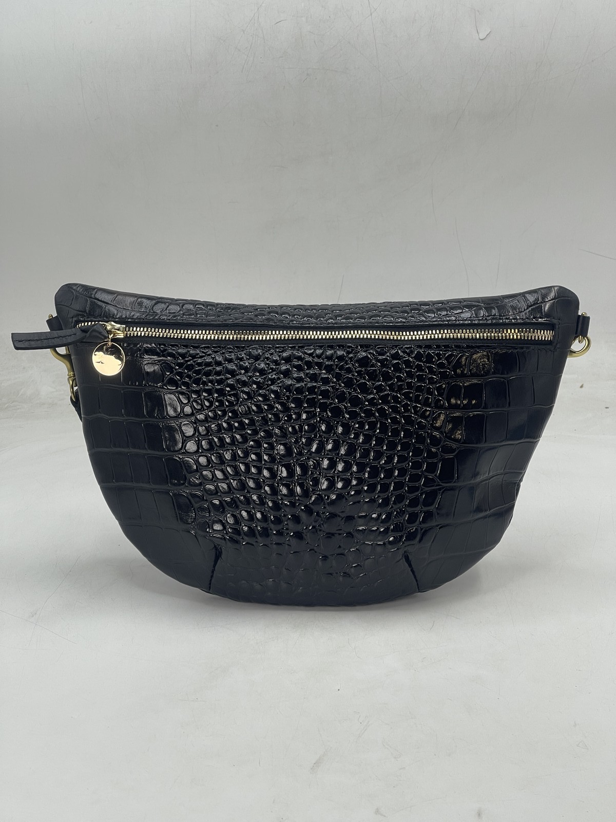 Clare V. Women's Grande Fanny Pack Black Leather Croc Embossed