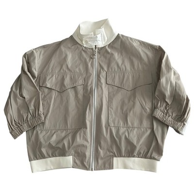 Planet by Lauren G Chic Luxe Minimal Boxy Crop Nylon Bomber Jacket USA Size M 1