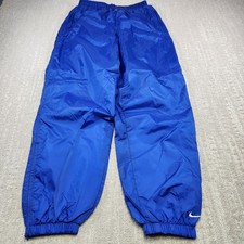 Vintage Nike Track Pants Men Small Blue Baggy Tapered Joggers Woven Windbreaker