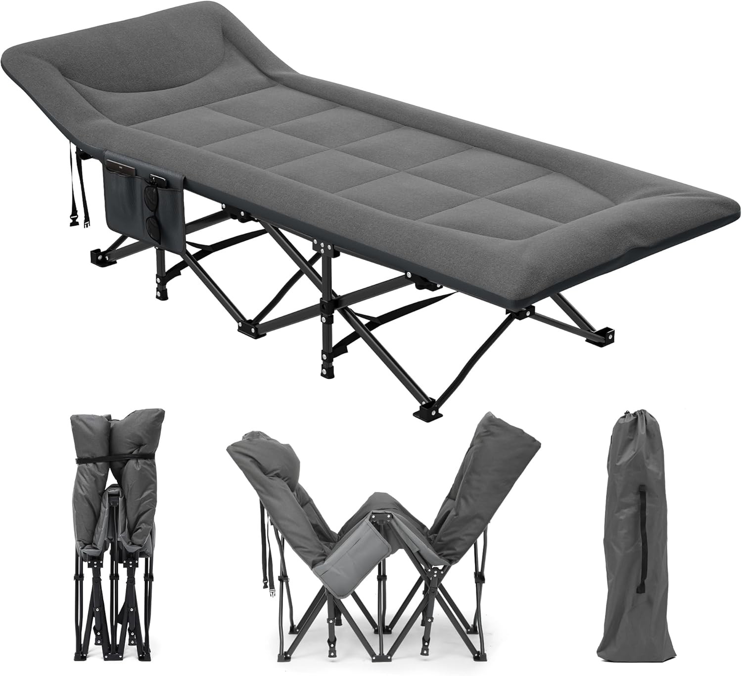Heavy Duty Single Folding Bed Outdoor Camping Travel Guest Lightweight with Bag